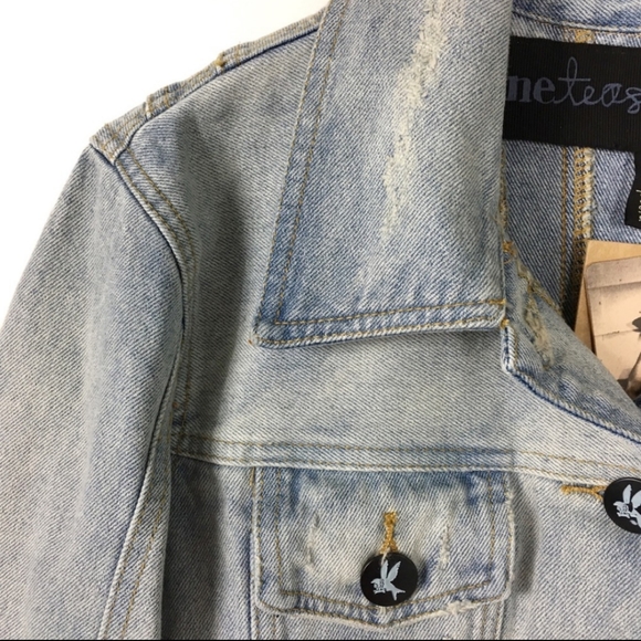 OneTeaspoon 'Rebel Hell' Distressed Denim Jacket Sz4 - Picture 14 of 16